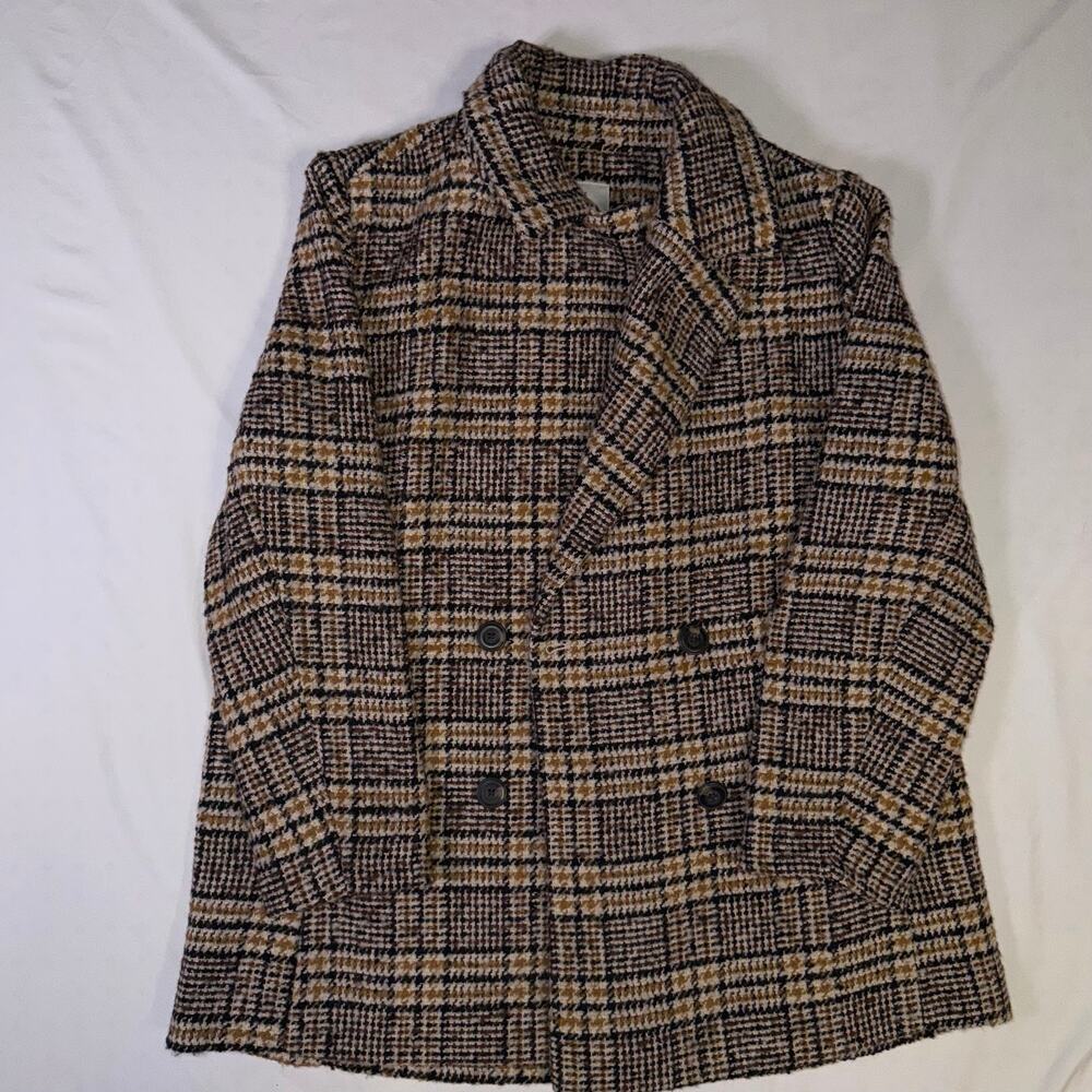 Free Assembly Womans Plaid Coat - Large